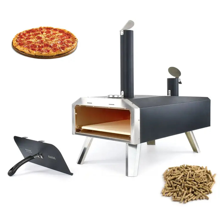 Stainless Steel Wood Pellet Pizza Oven-with 14 In Pizza Stone