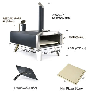 Stainless Steel Wood Pellet Pizza Oven-with 14 In Pizza Stone