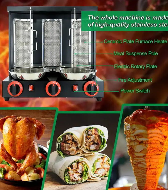 Black Kebab Machine-with 3 Burner-Propane