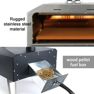 Stainless Steel Wood Pellet Pizza Oven-with 14 In Pizza Stone