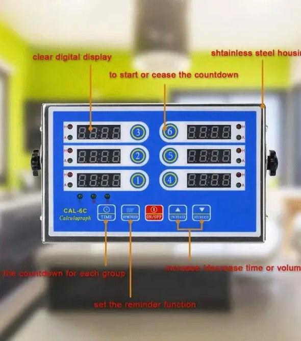 6 Channels Kitchen Timer-Blue horizontal