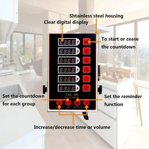 6 Channels Kitchen Timer-Red vertical