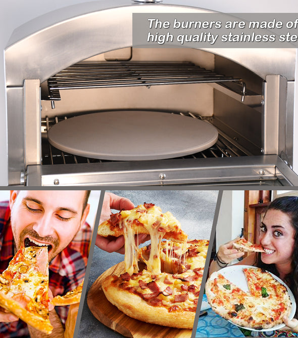 Gas Pizza Oven Stainless Steel Pizza Maker with 12 Inch Round Pizza Stone for Party and Outdoor Cooking-Li Bai Shop