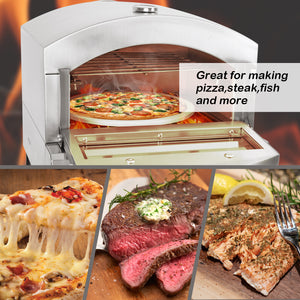 Gas Pizza Oven Stainless Steel Pizza Maker with 12 Inch Round Pizza Stone for Party and Outdoor Cooking-Li Bai Shop